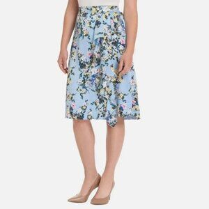 NEW Ted Baker Pull On Elastic Waist Knee Length Midi Floral Print Ruffle Skirt